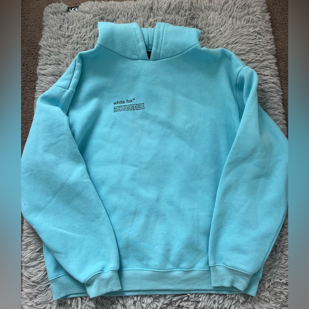 White Fox Light Blue Hoodie